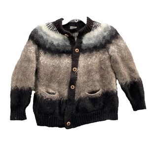 Artesanal Hand Knit Alpaca Wool Nordic Cardigan Women's Small Cabin Winter 90's